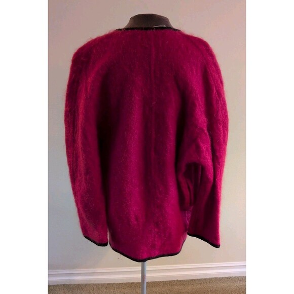 Tony Lambert VTG Wool Cocoon Coat Size 12 Womens BerryRed Open Shawl Collar Warm - Picture 11 of 12
